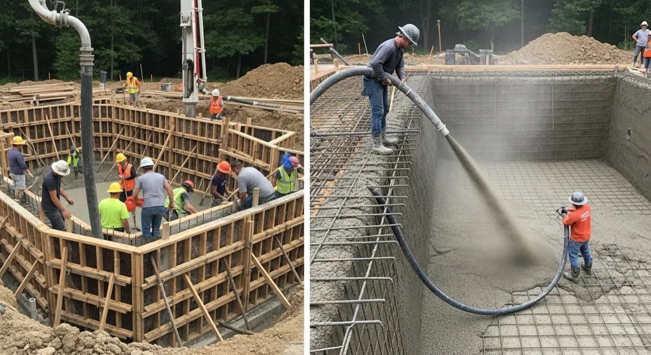 Béton Coulé vs Béton Projeté vs Blocs à Bancher : Comparatif 2026